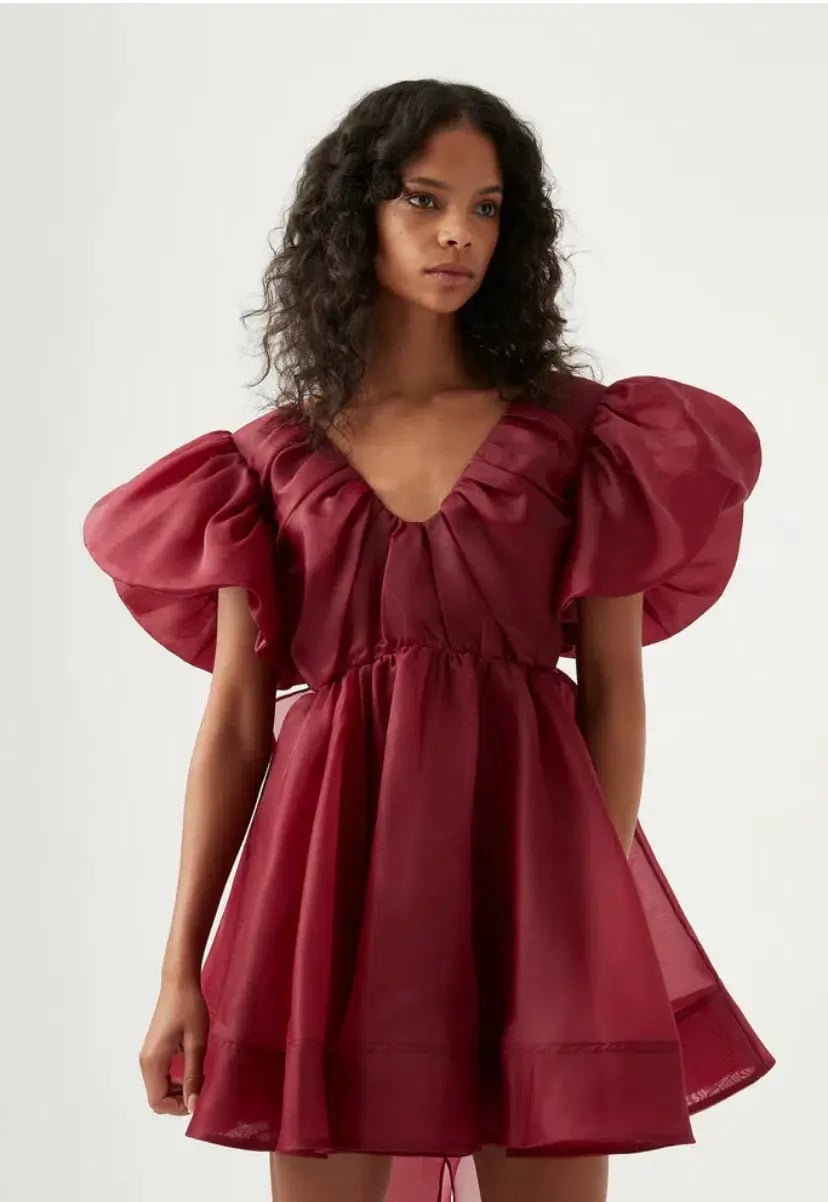Aje Gretta Organza Mini Dress Burgundy Size 10 photo 2