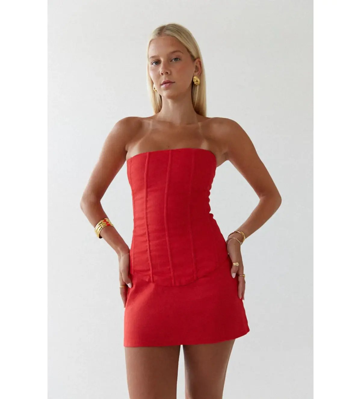 HNTR The Label Aurora Corset and Aura Mini Skirt Set in Red Size S / AU 8 photo 3