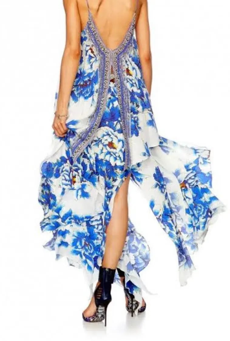 Camilla Ring of Roses Pleated Slip Dress Print Size 8 photo 4