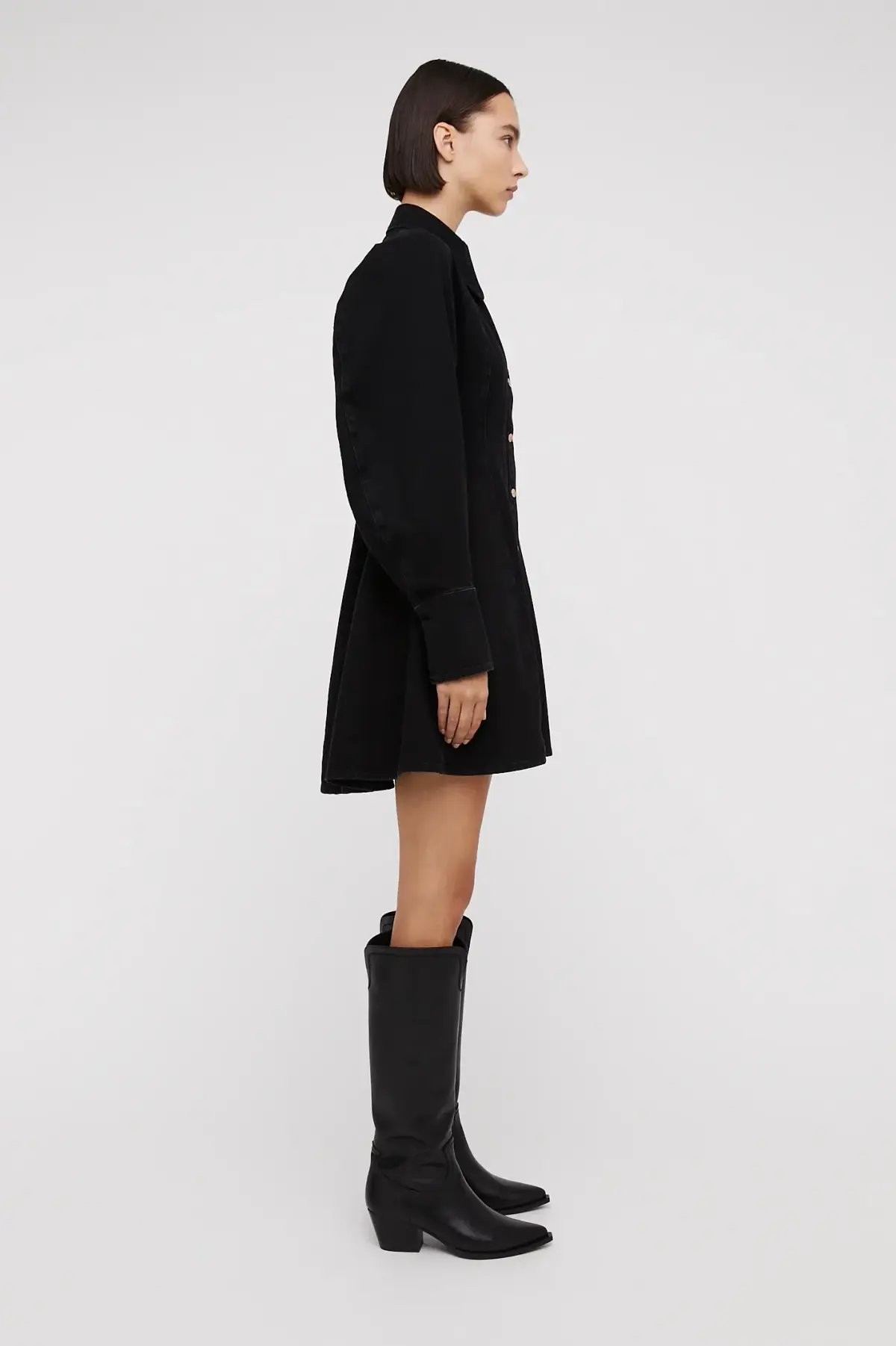 Scanlan Theodore Denim Cocoon Sleeve Mini Dress Black Size 10 photo 2