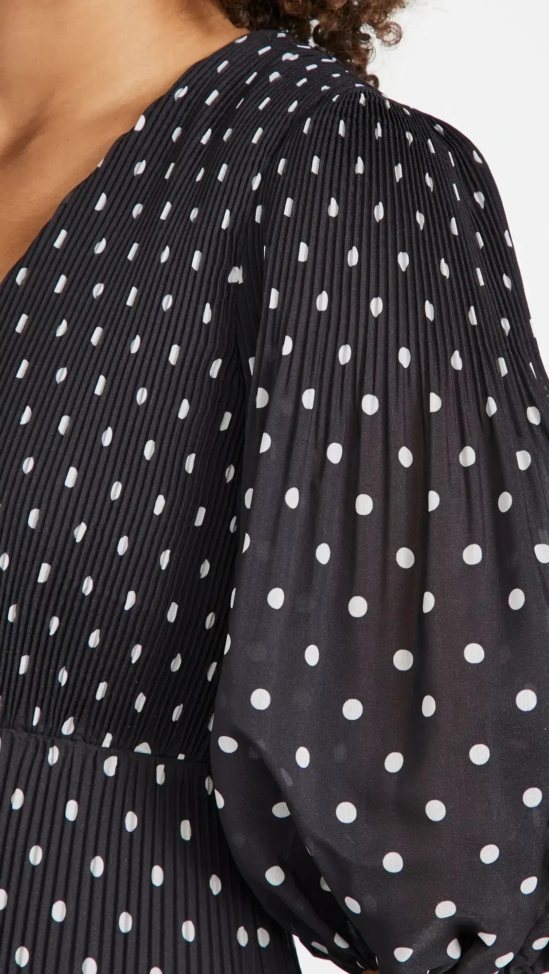 Zimmermann Pleated Long Sleeve Midi Dress in Black & Pearl Polka Dot Size 2 / AU 12 photo 4