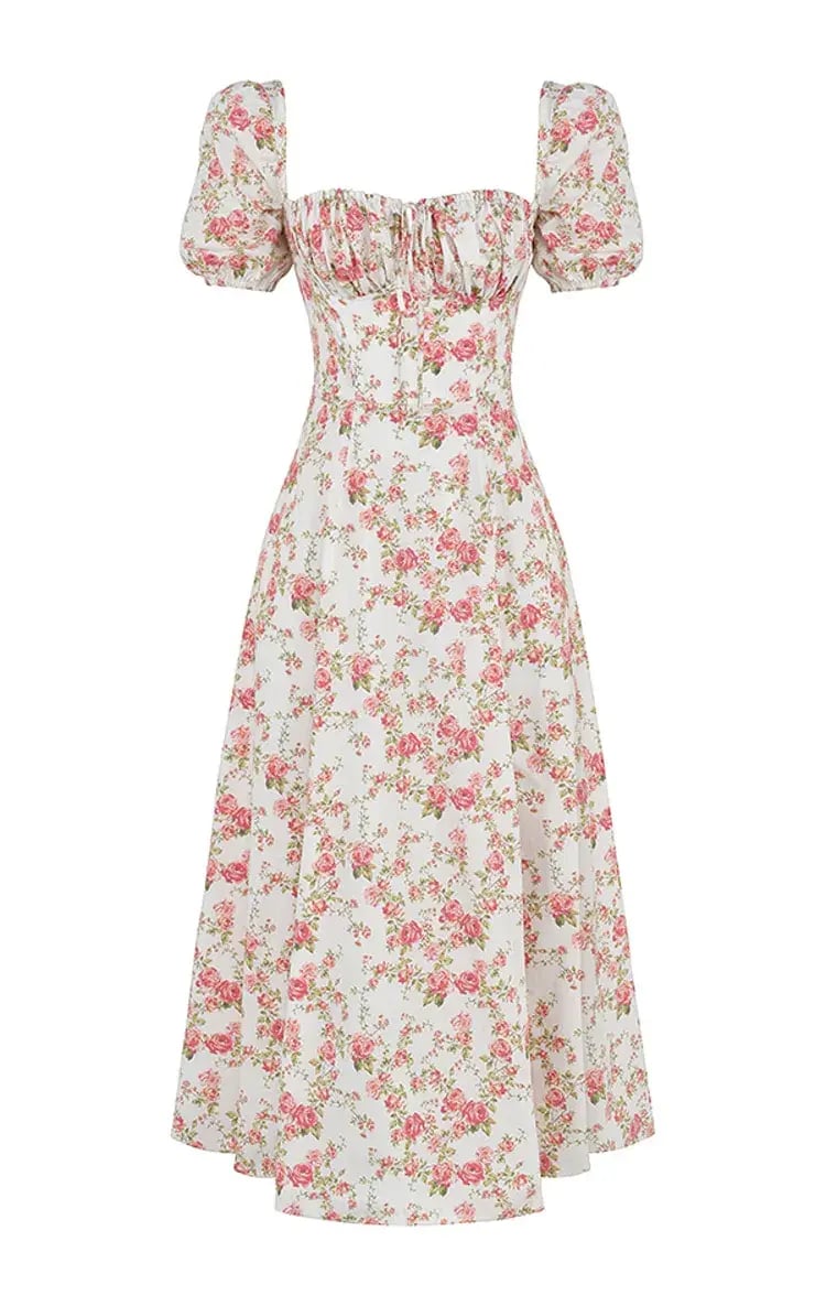 House of CB Rose Print Puff Sleeve Midi Sundress Floral Size L/AU 12 photo 4