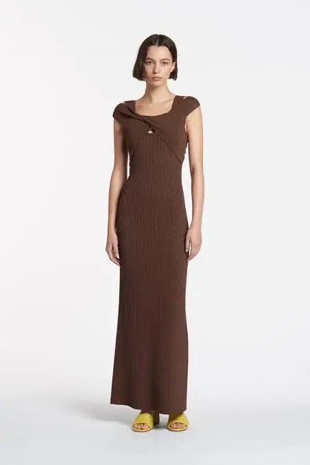 SIR THE LABEL SYLVIE TWIST DRESS CHOCOLATE SIZE AU 8 photo 2