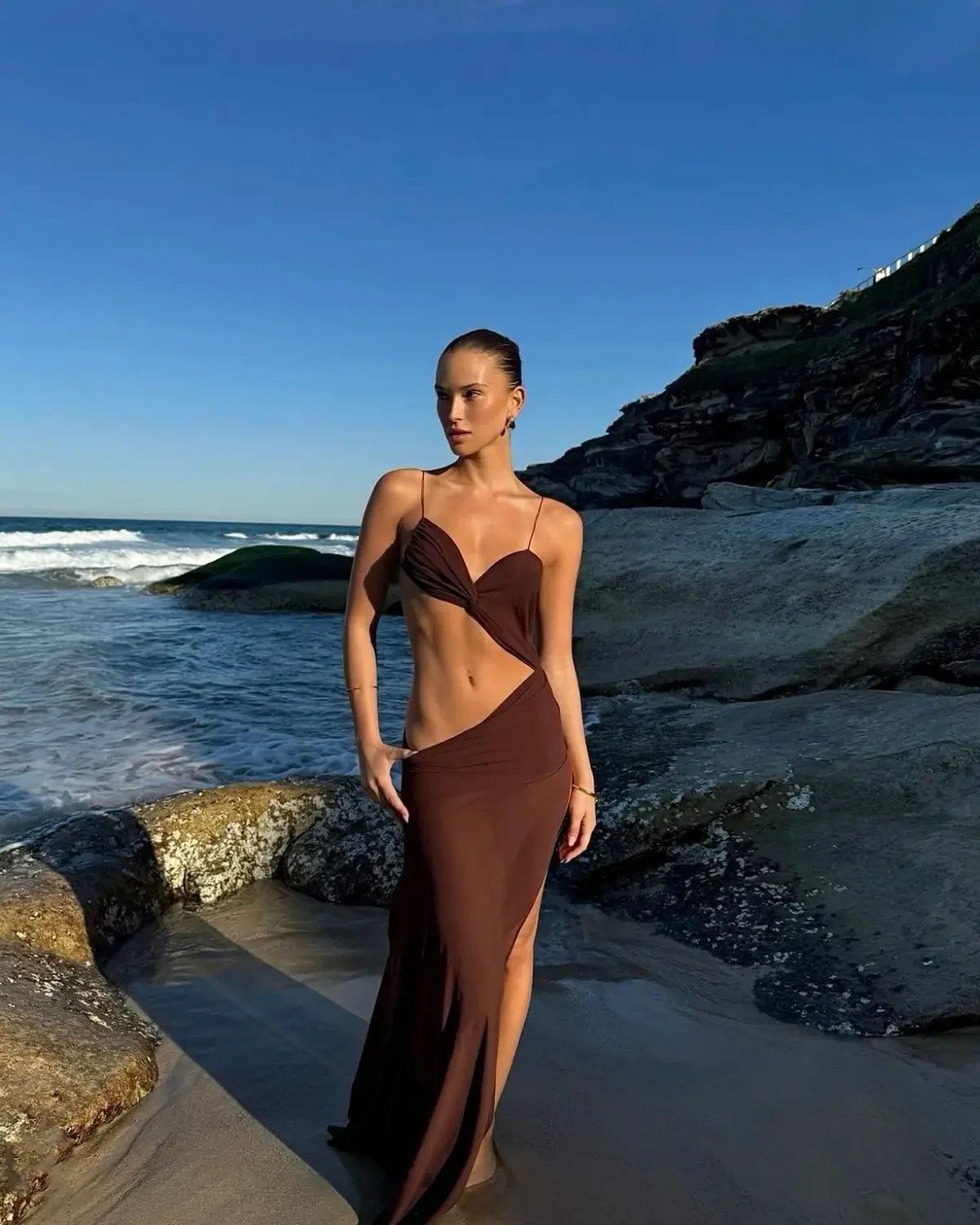 Natalie Rolt Dahlia Dress Espresso Brown Size 1 / AU 8 photo 3