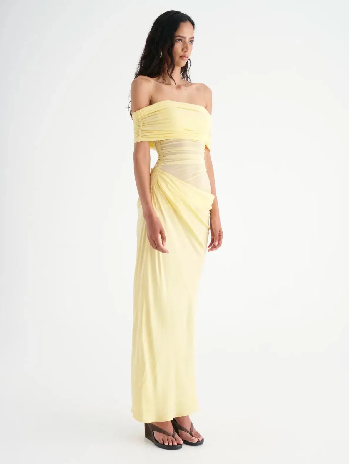 Benni Nico Off Shoulder Maxi Dress in Butter Size AU 8 photo 2