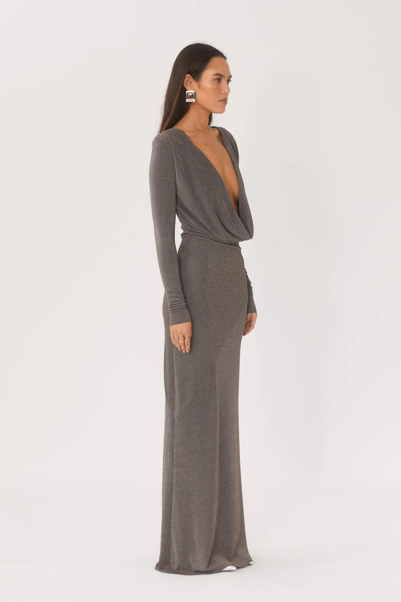 ARCINA ORI JEN DRESS - METALLIC GREY photo 6