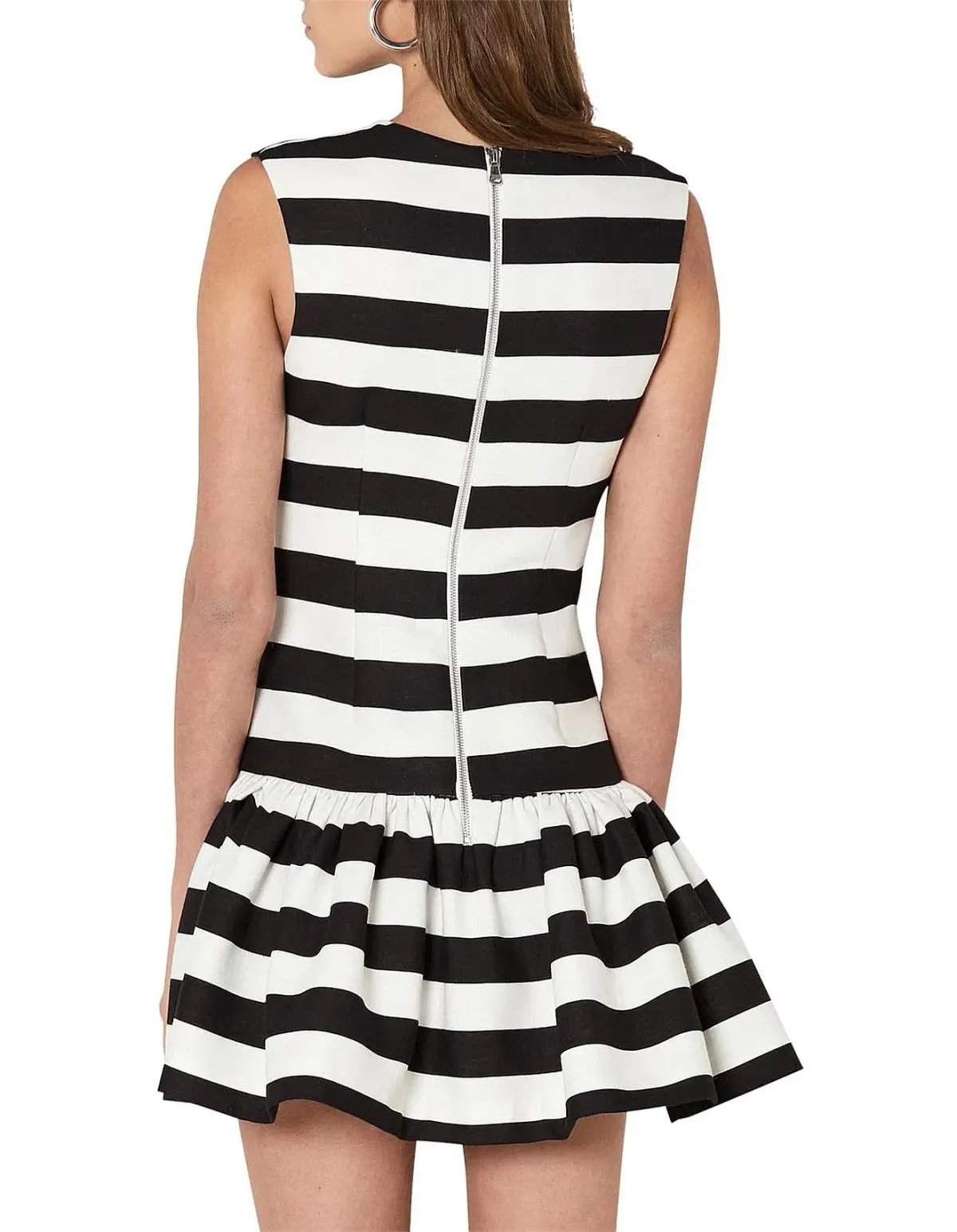 By Johnny Bold Stripe V Gather Mini Dress Print Size 6 photo 2