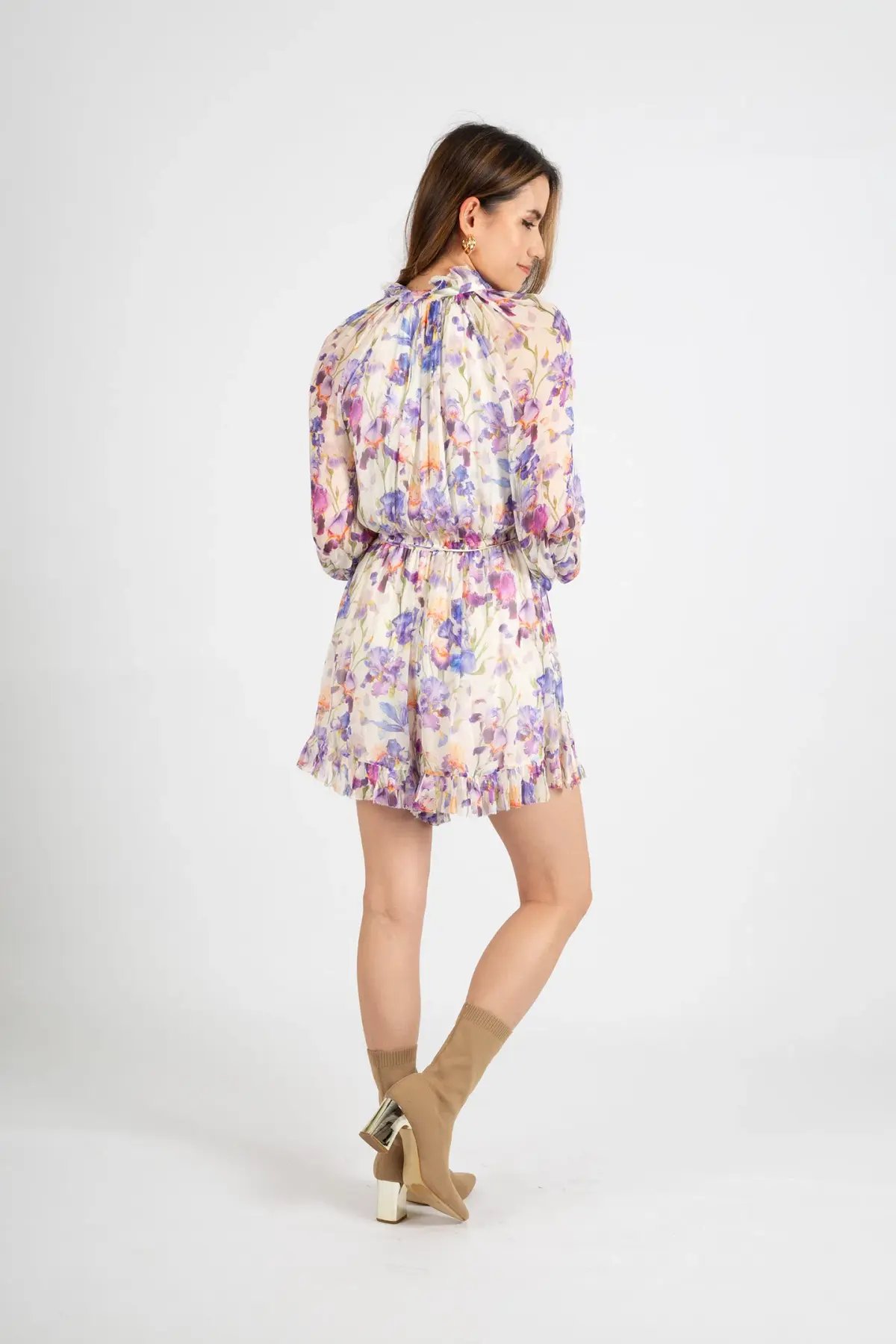 Zimmermann Tama Ruffle Mini Dress Floral Size 0 / AU 8 photo 3