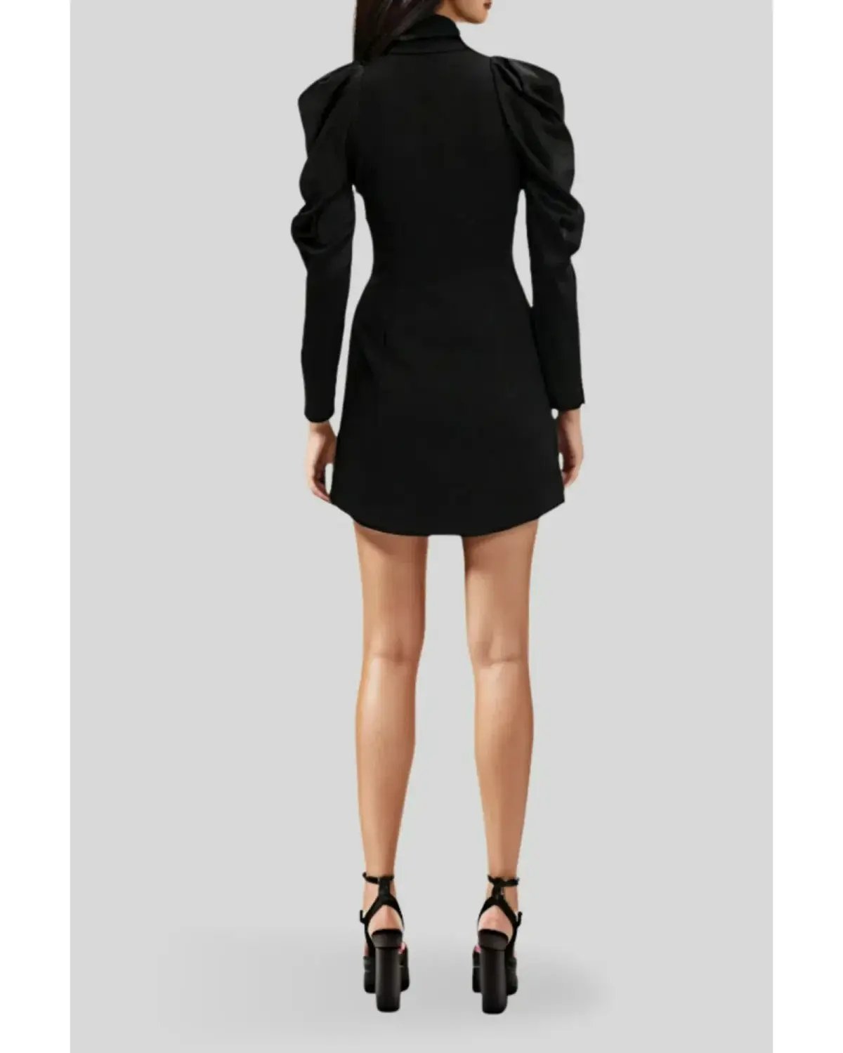 Cue Sculpted Shoulder Twill Dress in Black Size AU 10 photo 2