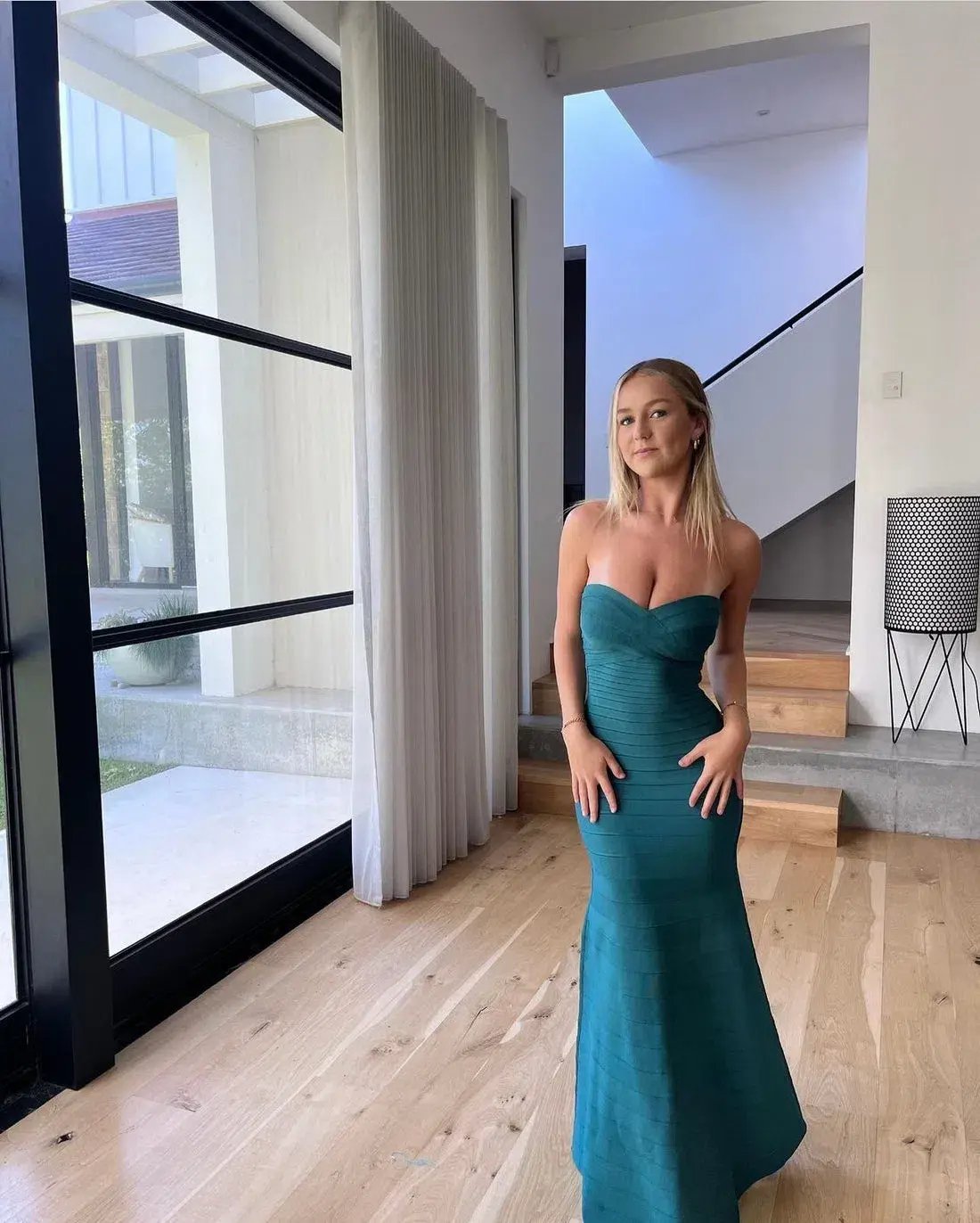 Herve Leger Emerald Sara Gown Size AU 8 photo 3