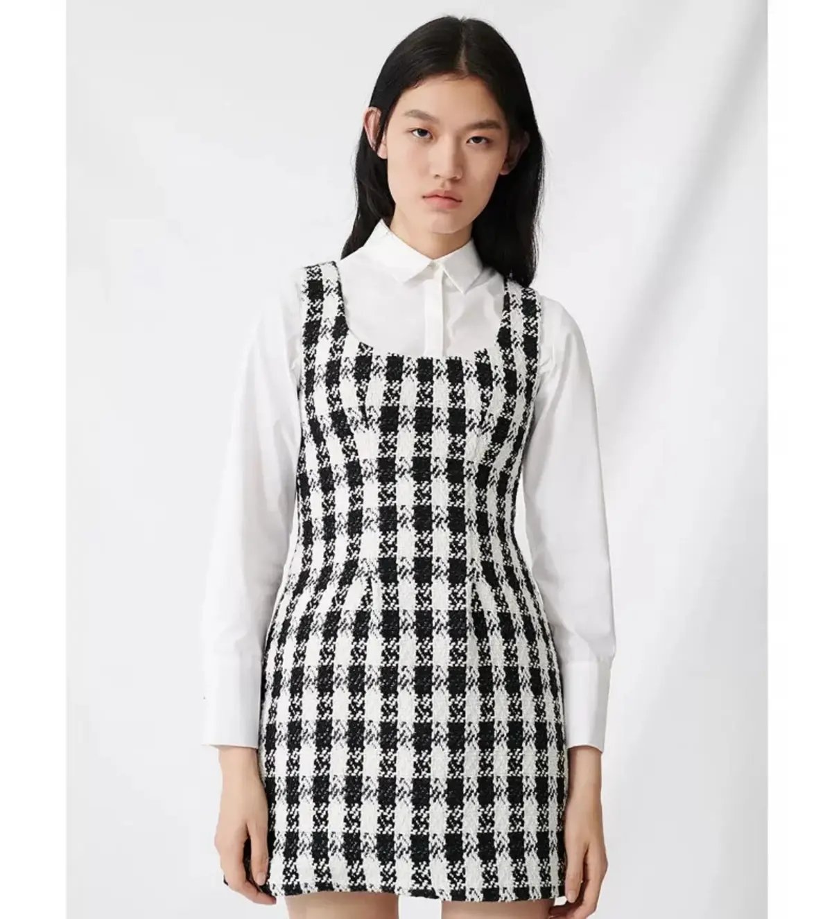 Maje Rocky Checked Cotton-Blend Tweed Mini Dress Multi Size AU 8 photo 4