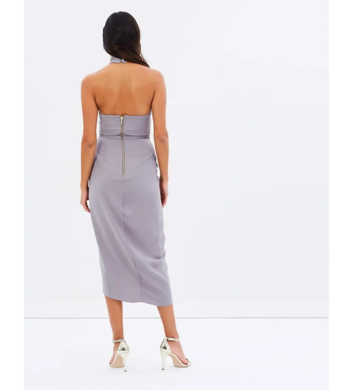 Shona Joy Core Knot Draped Dress Grey Size AU 16 photo 3