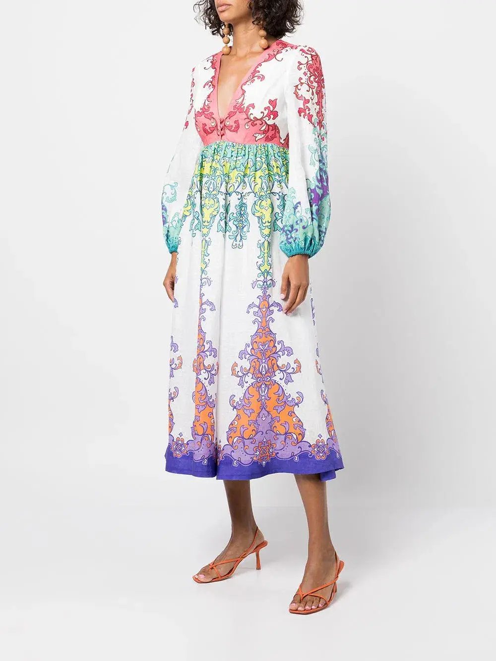Zimmermann Nina Plunge Midi Dress Multi Size 0P / AU 6 photo 4