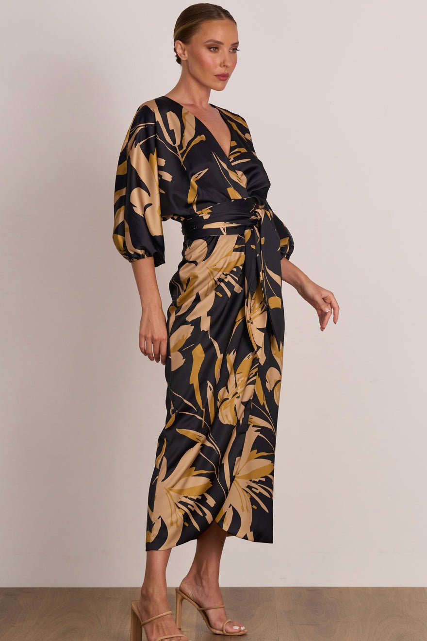 Pasduchas Ablaze Wrap Midi Dress - Black photo 4