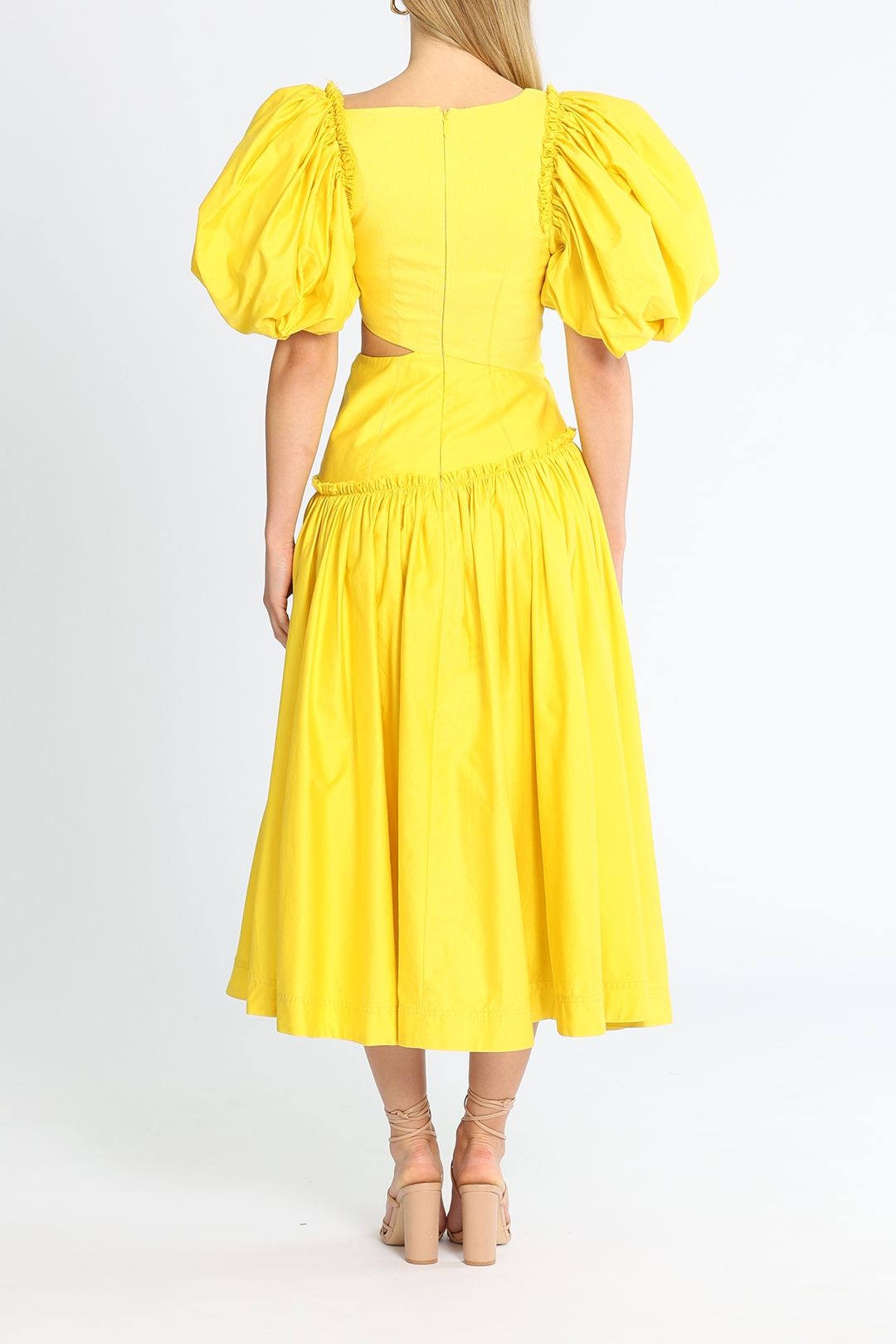 Chateau Cut Out Midi Dress - Yellow photo 3