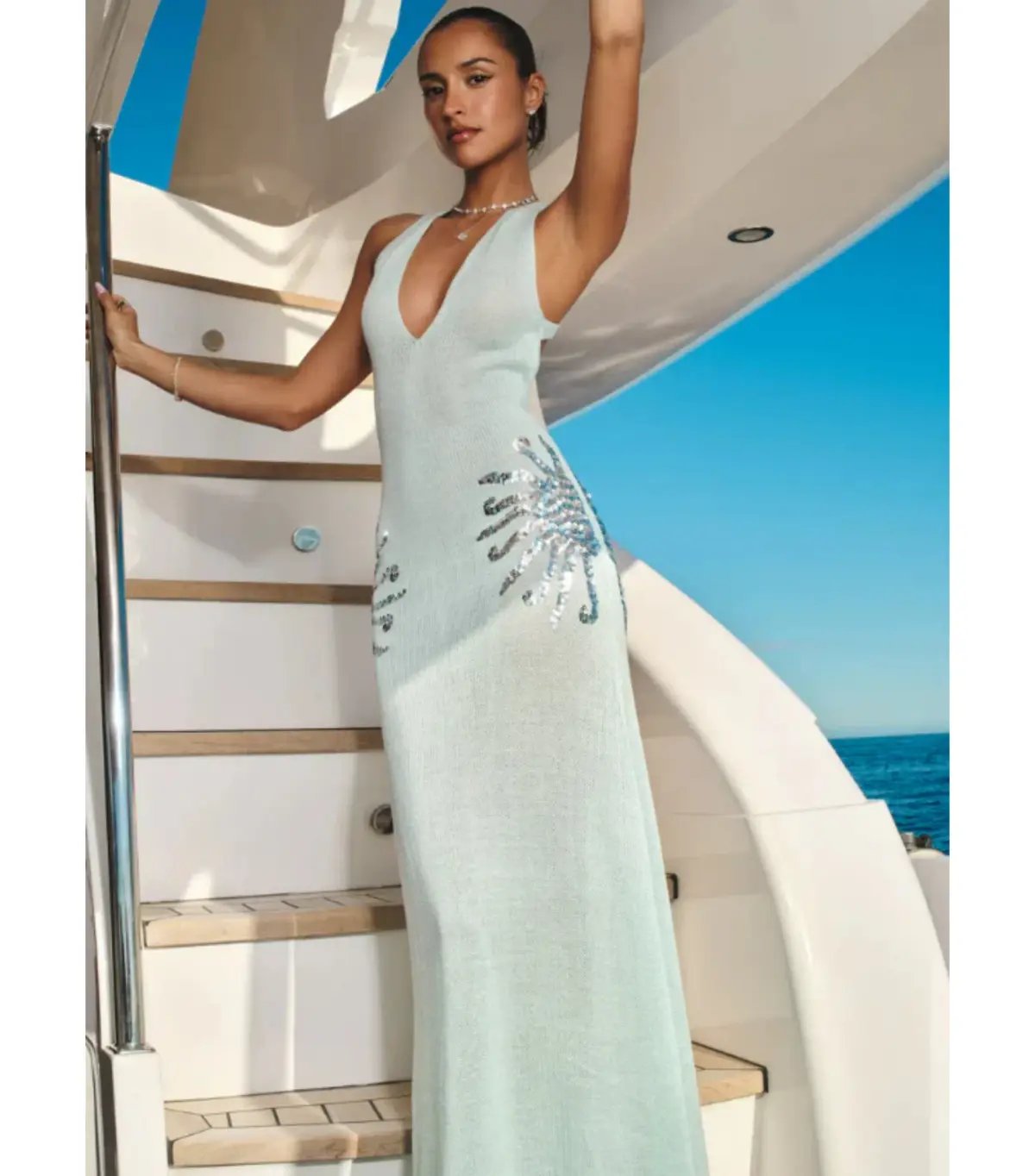Meshki Ellington Knit Midi Dress in Lagoon Blue Size AU 8 photo 5