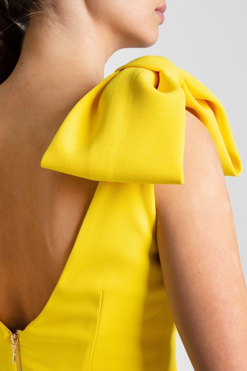 Rebecca Vallance - Mondrain Bow Dress Yellow Size 6 photo 4