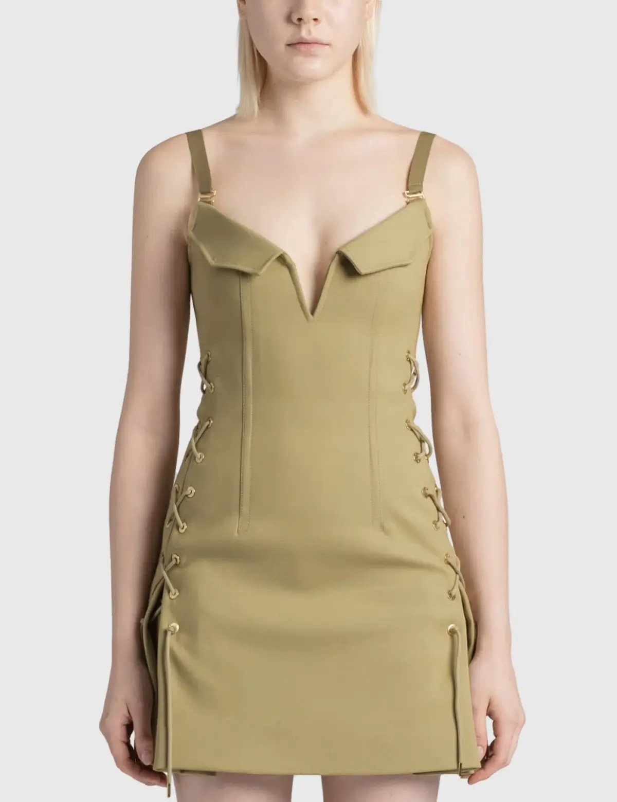 Dion Lee Laced Bonded Mini Dress Brown Size M / Size  AU 10 photo 3