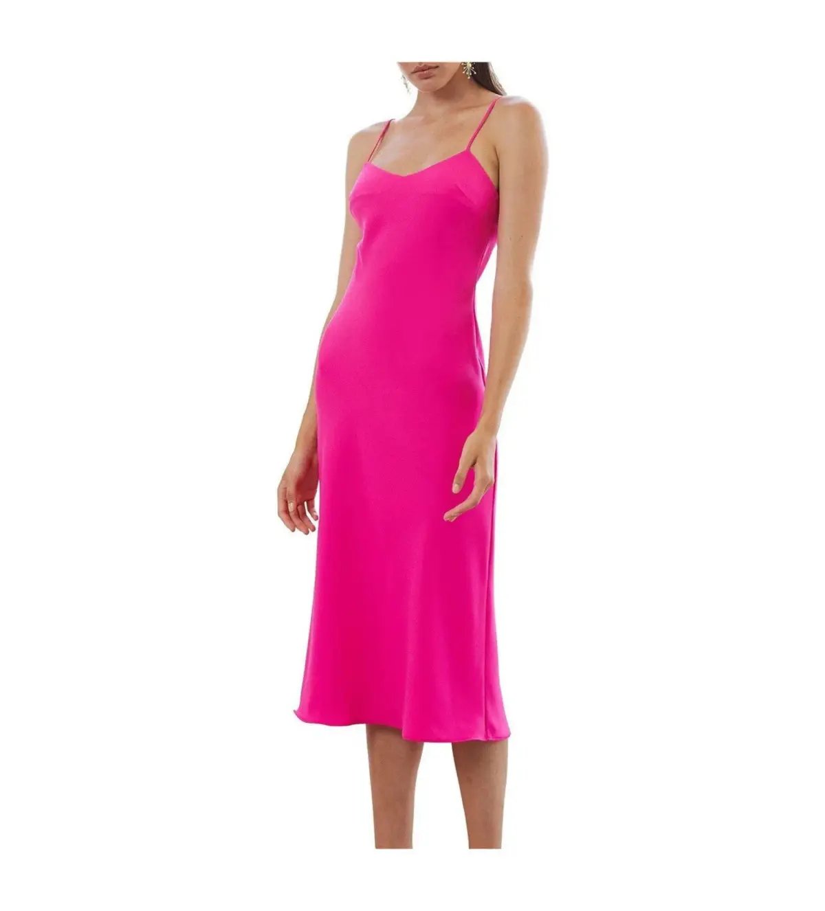 By Johnny Neon Bias Slip Midi Dress Pink Size AU 10 photo 4