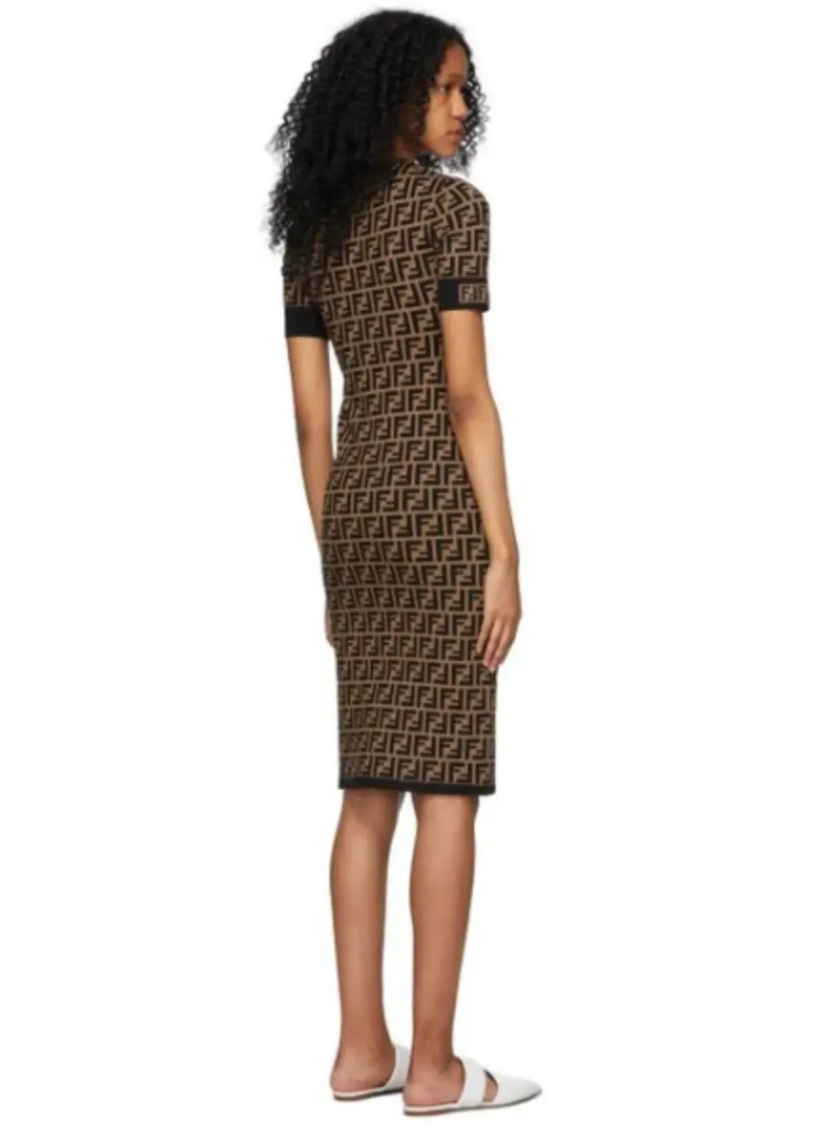 Fendi Knit Dress Midi Brown Size 10 photo 2