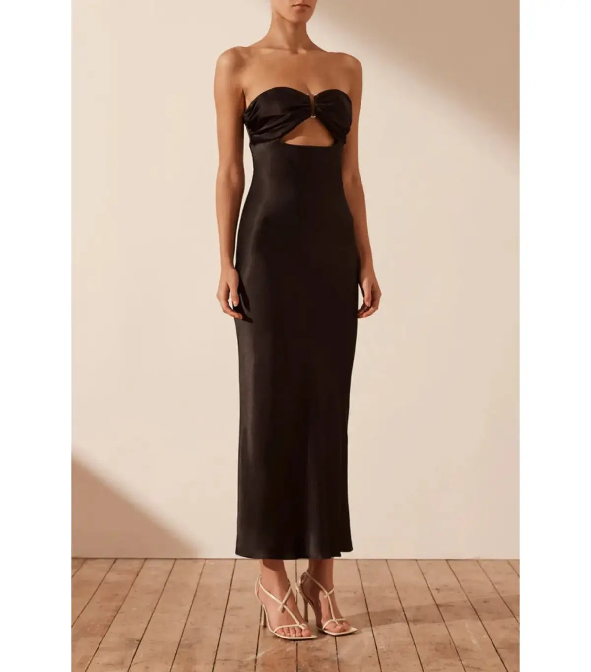 Shona Joy Camille Strapless Cut Out Midi Dress Black Size AU 8 photo 2