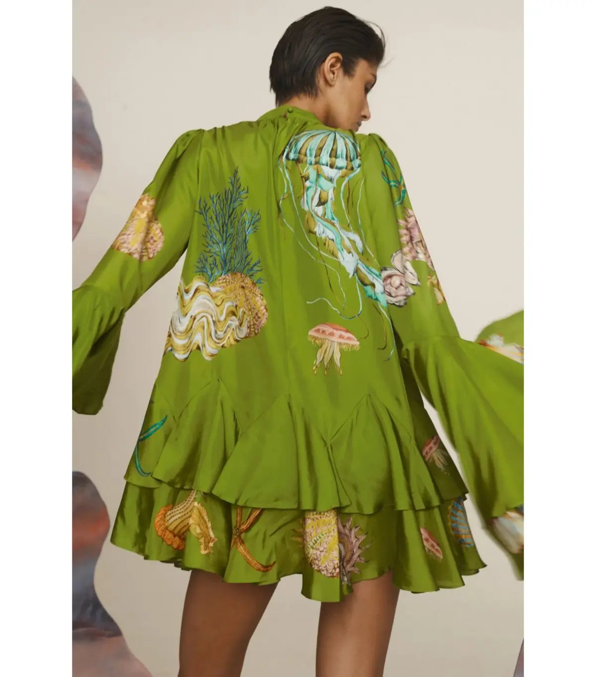 Alemais Aquatica Silk Mini Dress Green Size AU 12 photo 3