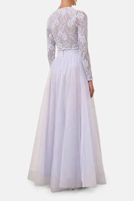 Zimmermann Long Sleeve Lace body suit & Skirt light blue photo 2