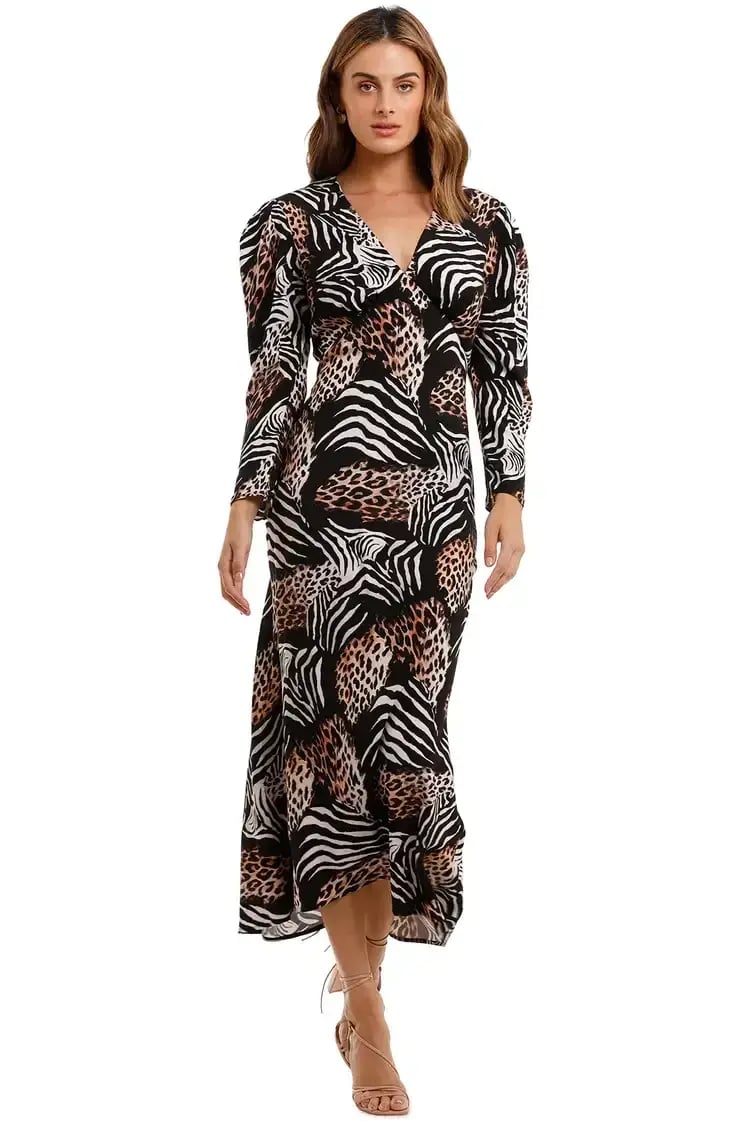 Rixo London Animal Kingdom Midi Dress Print Size 10 photo 4