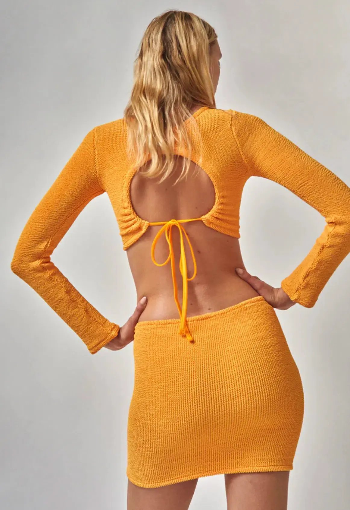Hunza G Celeste Top and Mini Skirt Set Mango Sorbet One Size photo 3
