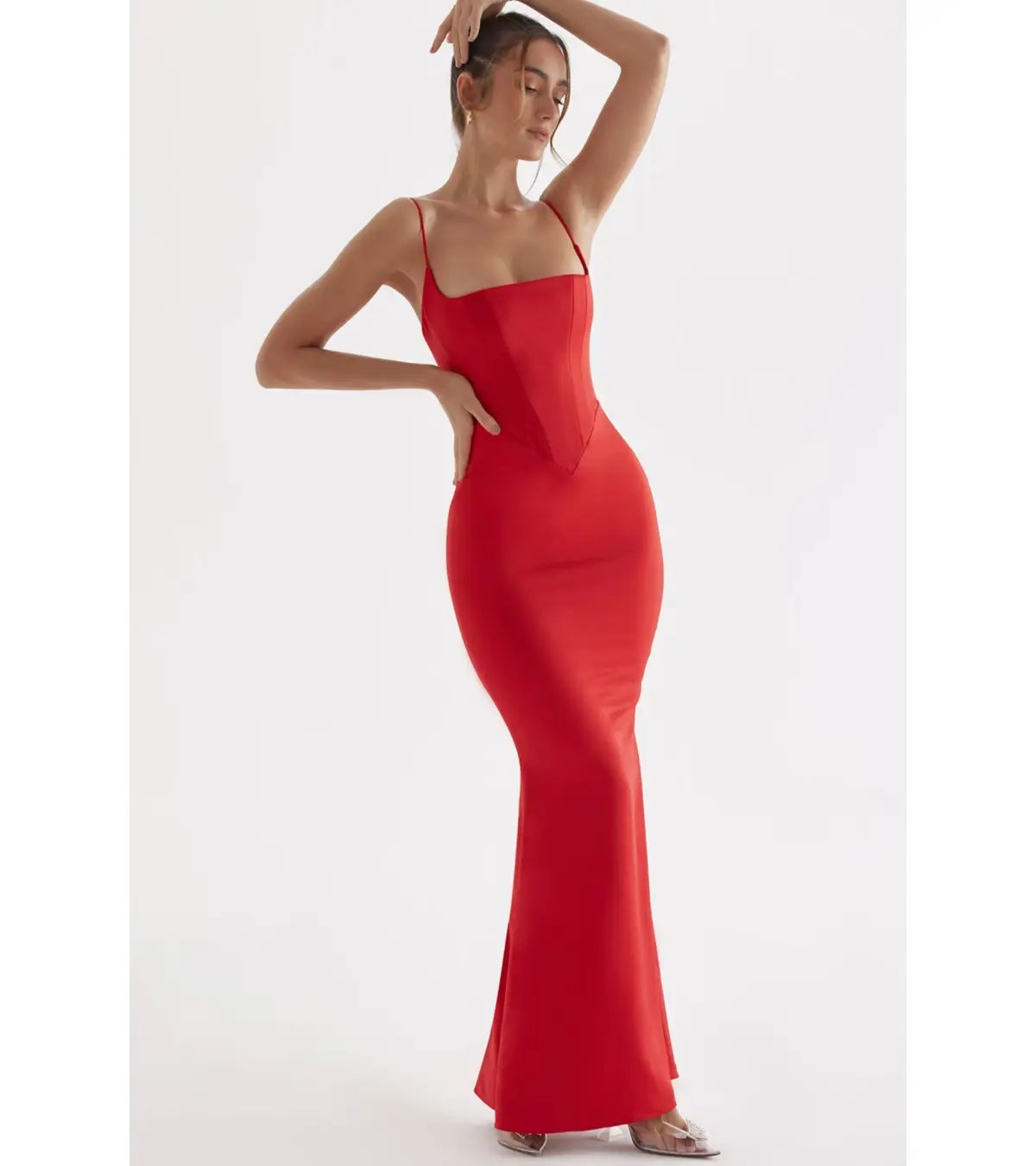 House of CB  Olivette Satin Corset Maxi Dress Red Rose Size S / AU 8 photo 3