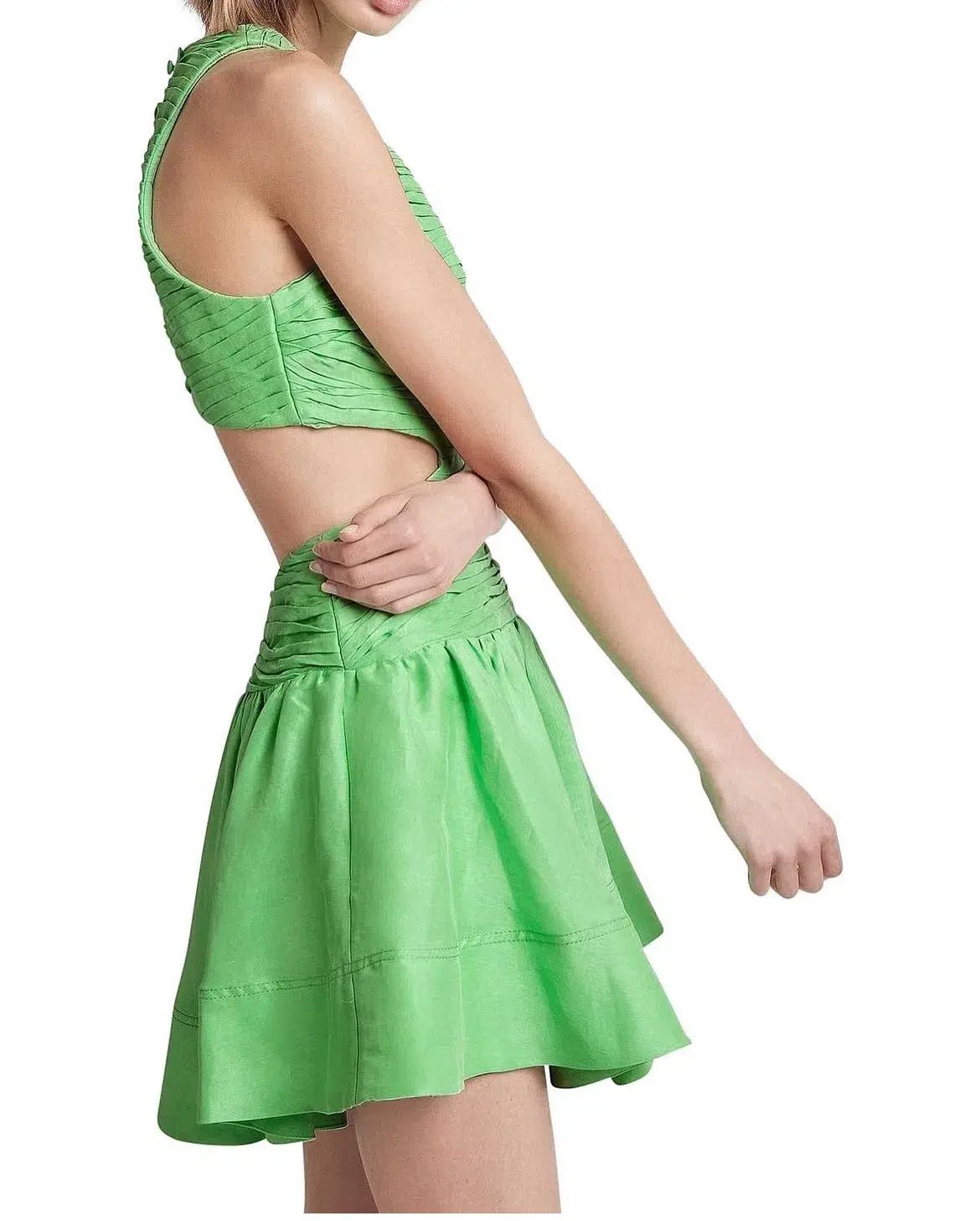 Aje Introspect Cut Out Mini Dress Green Size AU 16 photo 3