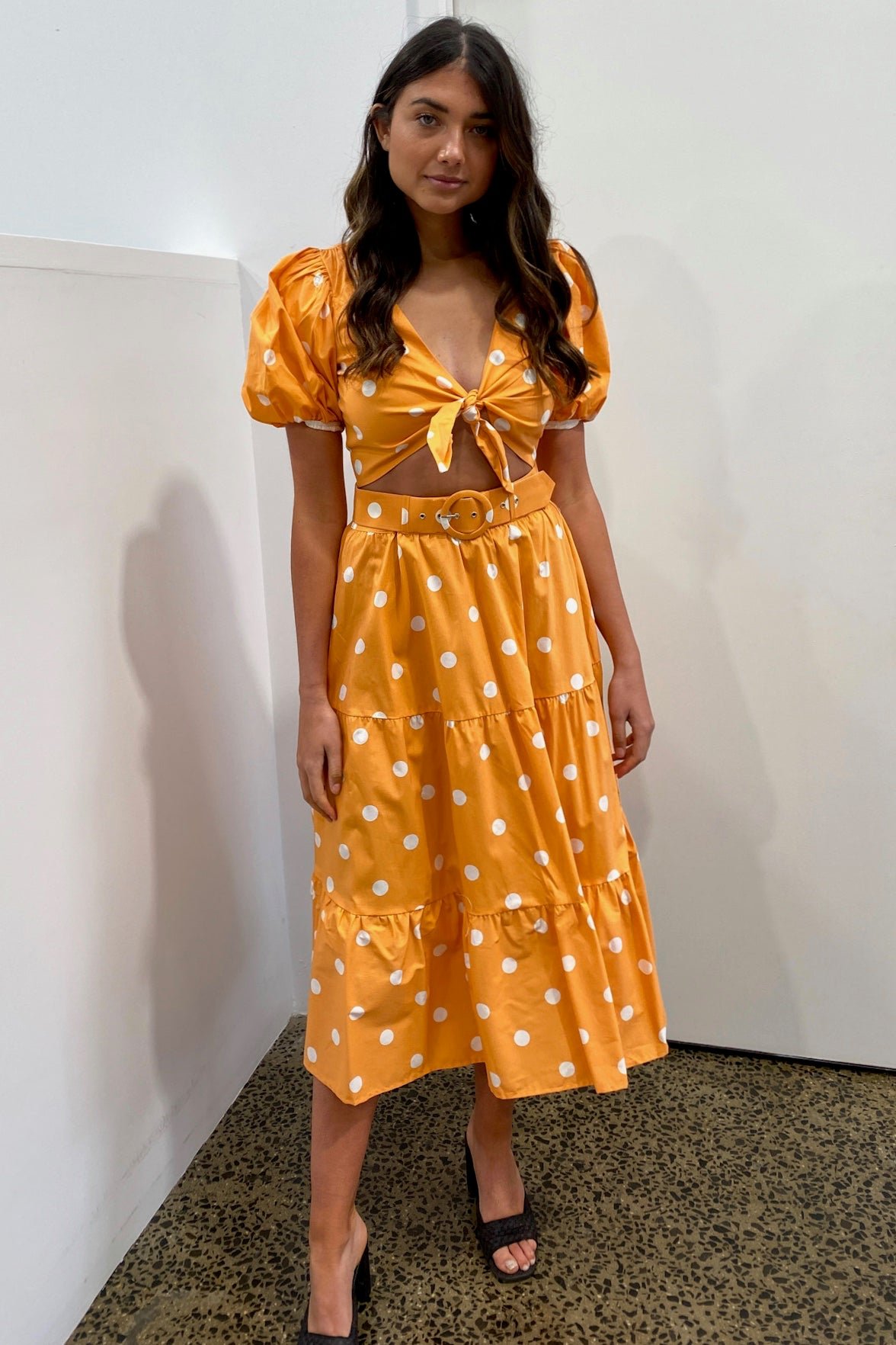FOR LOVE & LEMONS AUBURN DOT CROP TOP - TANGERINE photo 4
