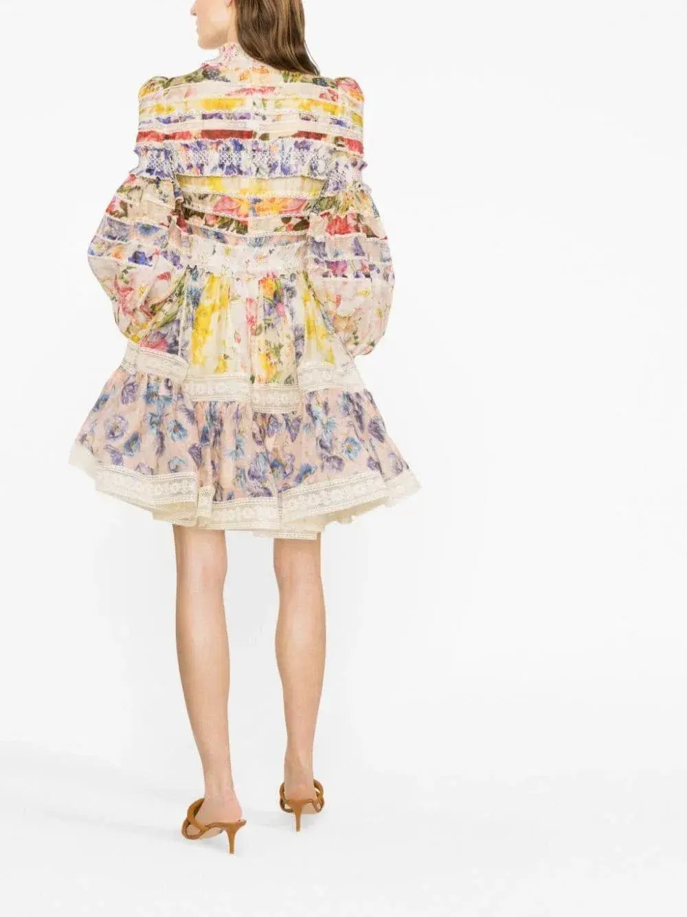 Zimmermann The Wonderland Smocked Mini Dress in Spliced Multifloral Size 0 / AU 8 photo 2