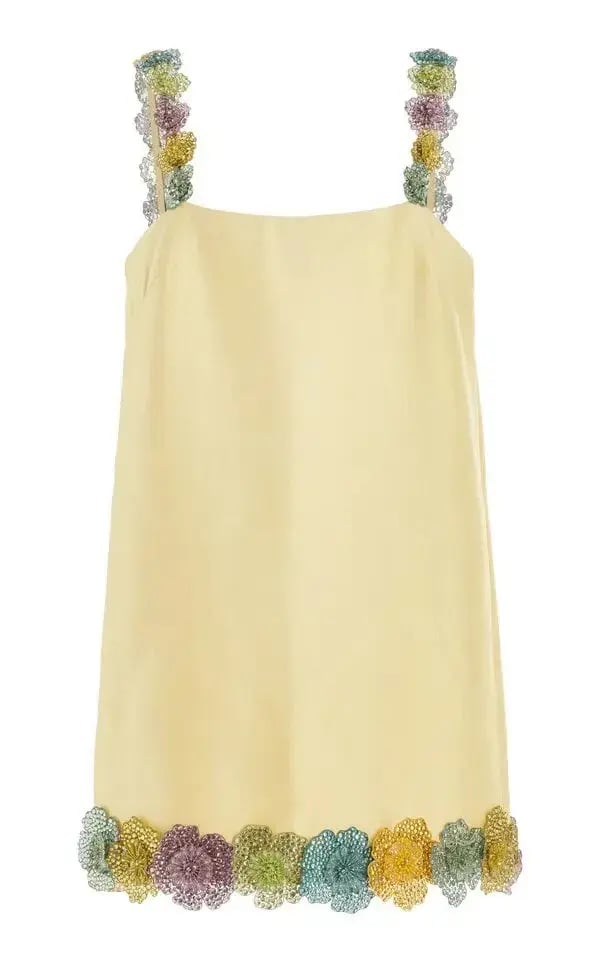 ALEMAIS Lolita Floral Beaded Mini Dress Yellow 10 AU photo 11