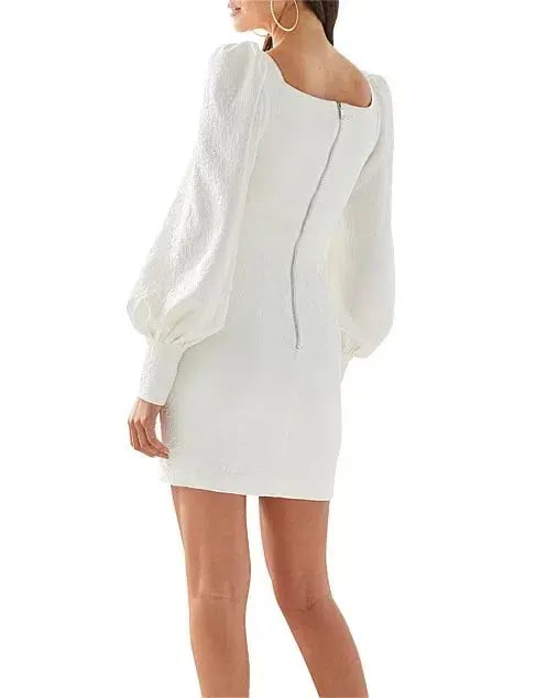 By Johnny Balloon Sleeve Mini Dress White Size 12 photo 4