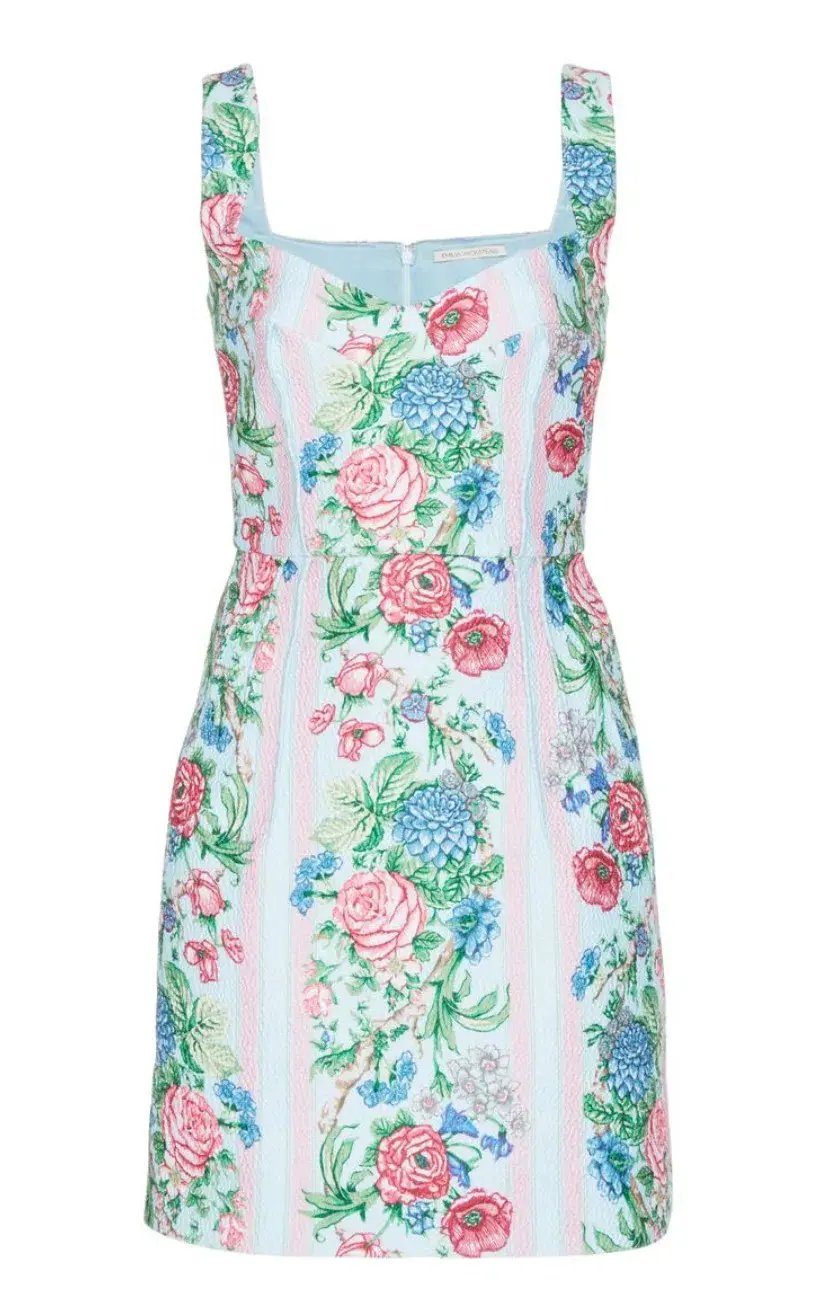 Emilia Wickstead Floral Mini Dress Judith Blue / Pink Print Size AU 14 photo 4