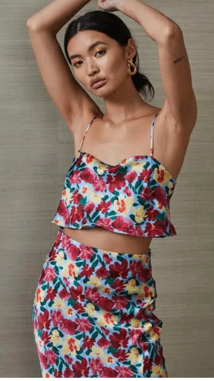 Bec & Bridge Lucette Crop Top and Midi Skirt Set Floral Size 14/8 photo 2