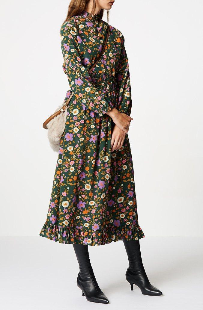 Scanlan Theodore CDC Printed Ruffle Hem Dress Floral Size 8 photo 3