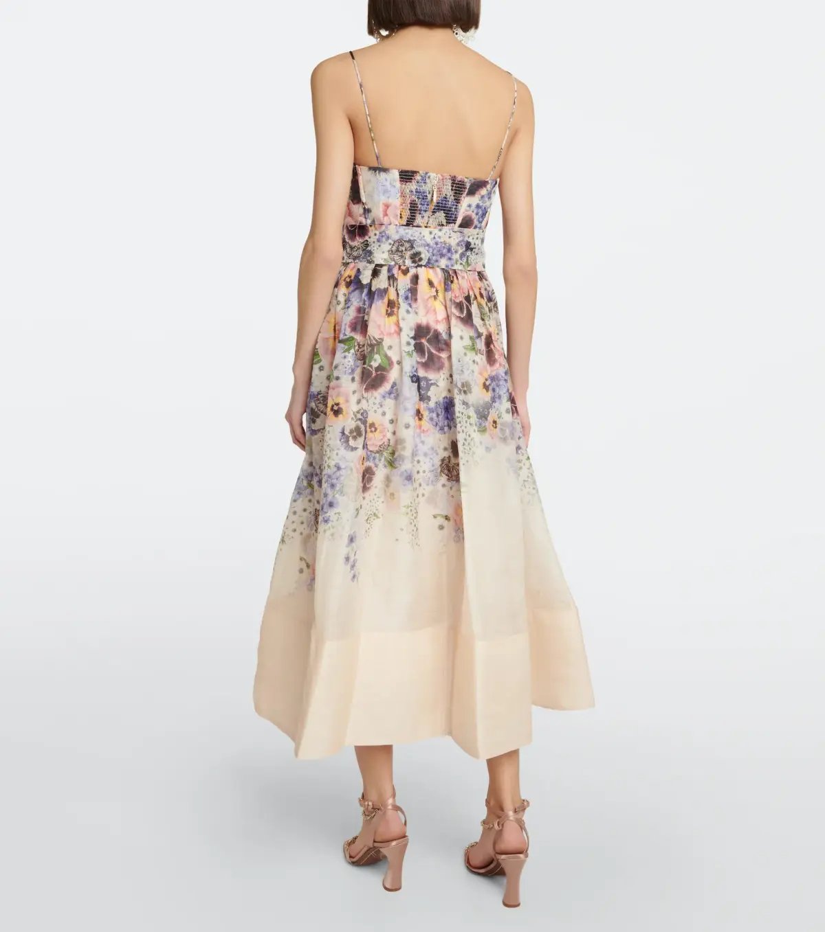 Zimmermann Tama Corset Linen and Silk Midi Dress Floral Size 1 / AU 10 photo 2