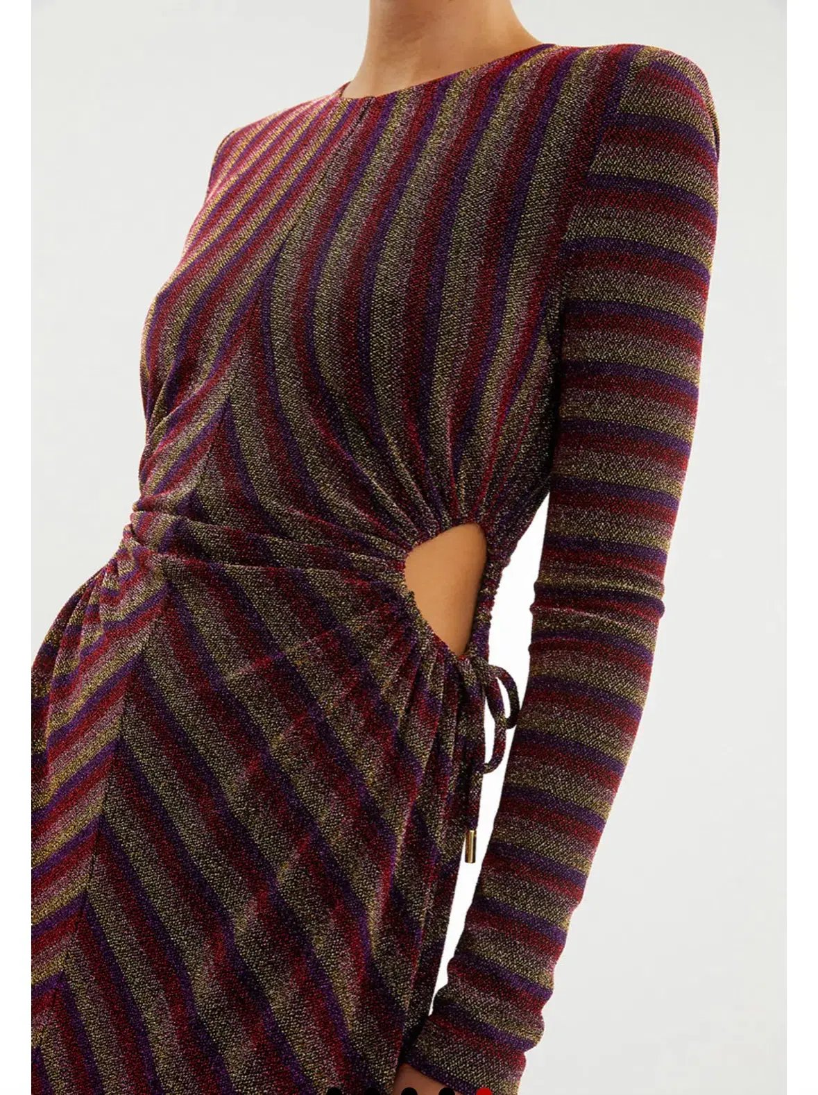Rebecca Vallance Aisha Midi Dress Multi Stripe Size 10 photo 2