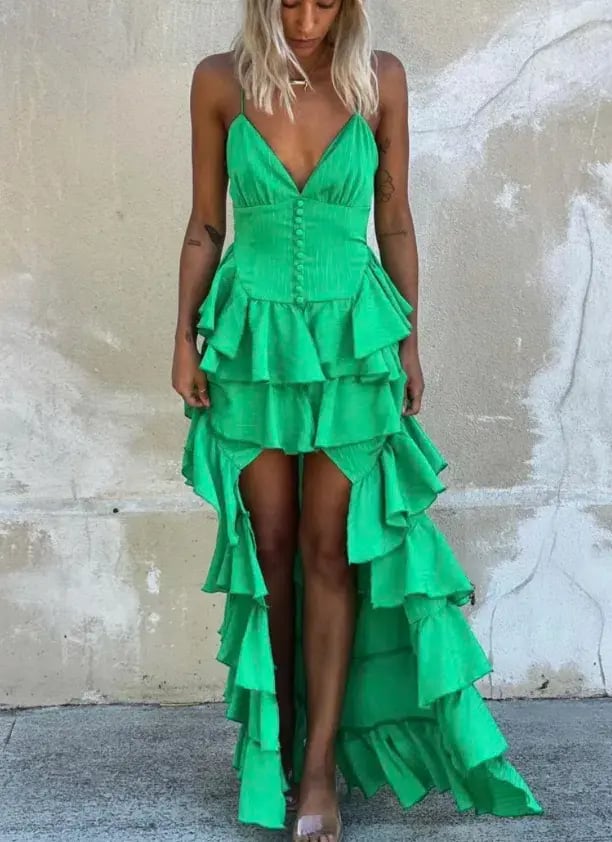 Derma Department Barcelona Maxi Dress Emerald Green Size 6 photo 4