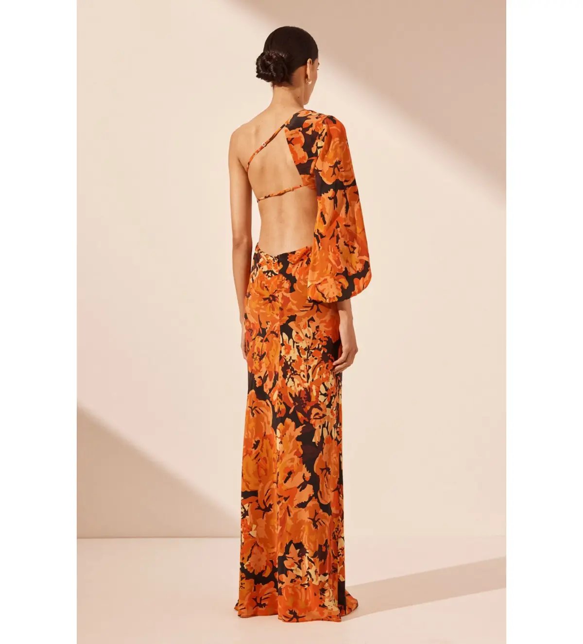 Shona Joy Santos Silk One Shoulder Open Back Maxi Dress Santos Size 10 photo 2