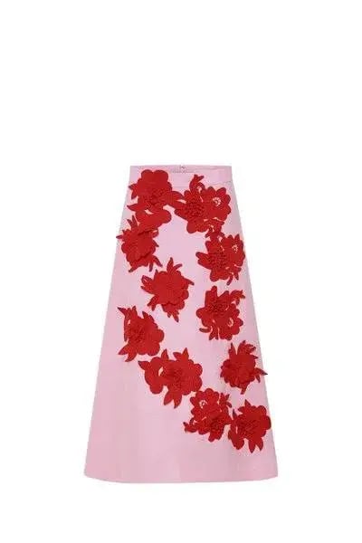 Oroton Contrast 3D Flower Skirt A-Line in Rose/Poppy Size AU 8 photo 3