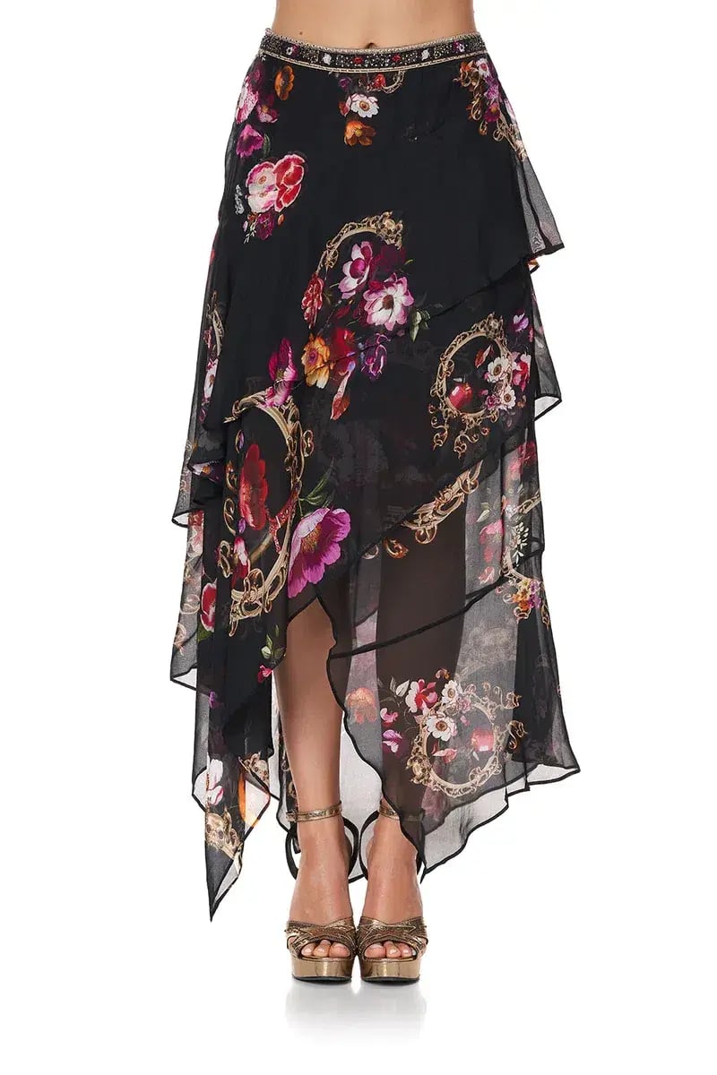 Camilla Asymmetrical Ruffle Skirt Mirror Mirror Print Size S photo 4