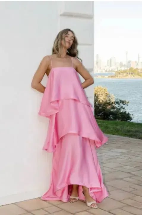 Elliatt Tilly Tiered Maxi Dress in Pink Size 8 photo 2