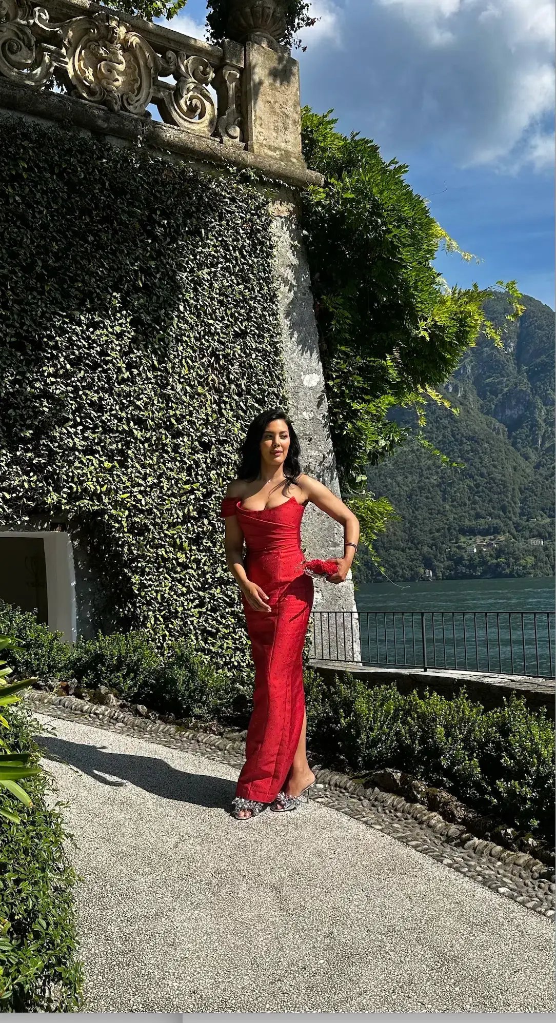 Sau Lee Jackson Jacquard Maxi Gown Red Size AU 8 photo 5