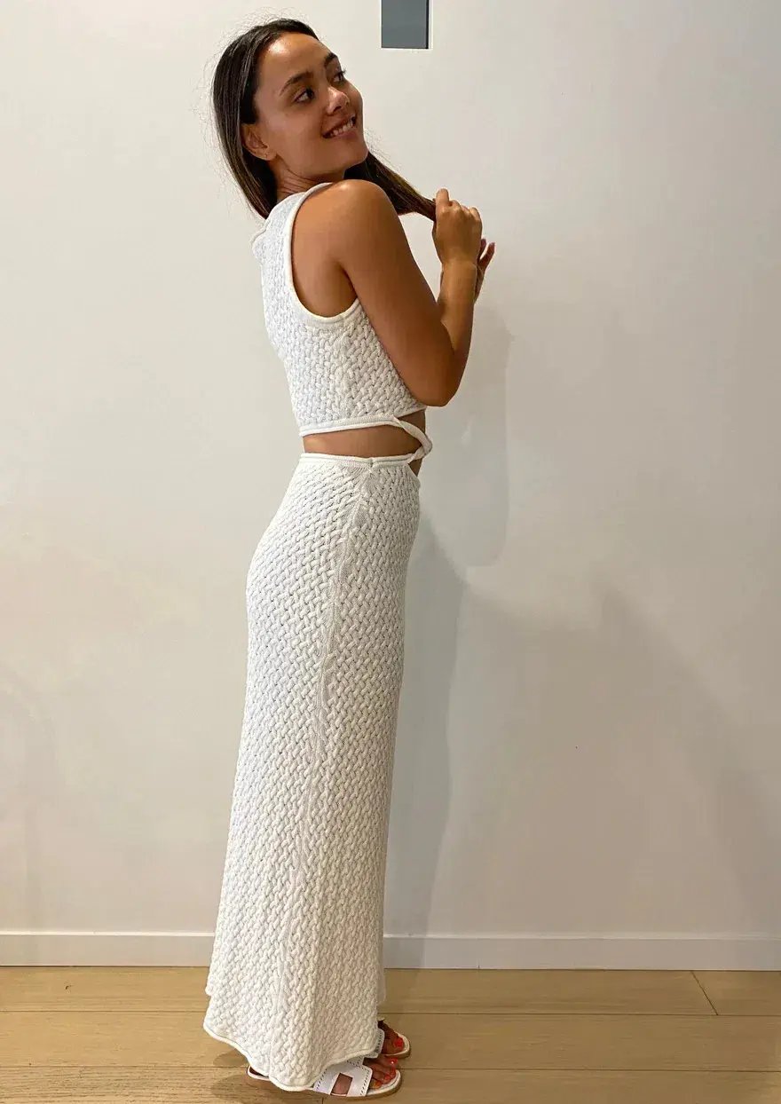 Bec & Bridge Effie Knit Cut Out Dress White Size AU 10 photo 2