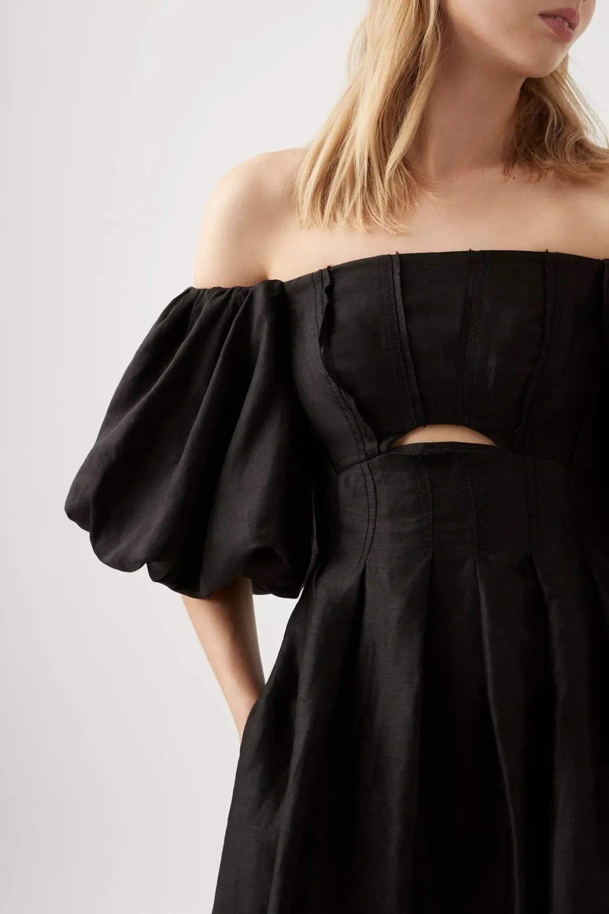Aje Eugenie Off Shoulder Midi Dress Black Size 12 / L photo 2