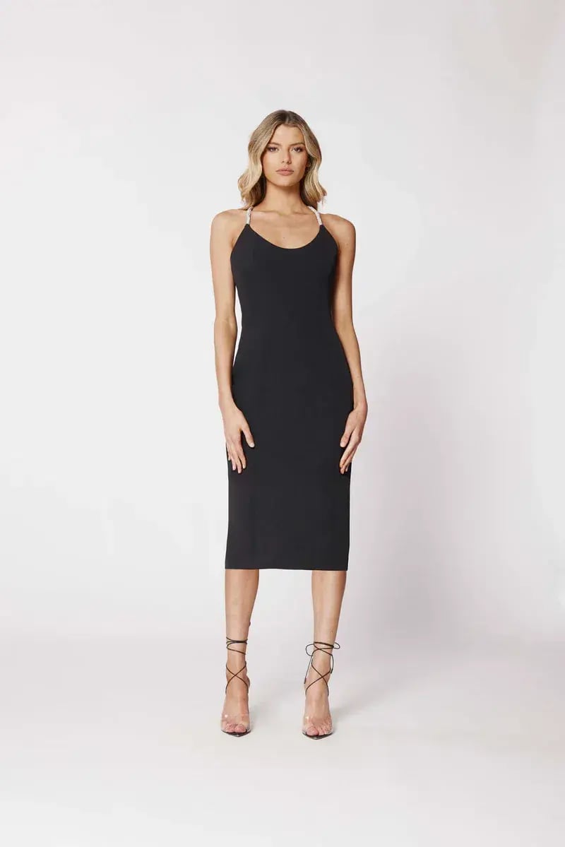Bianca & Bridgett Diamante Kohl Midi Dress in Black Size AU 8 photo 3