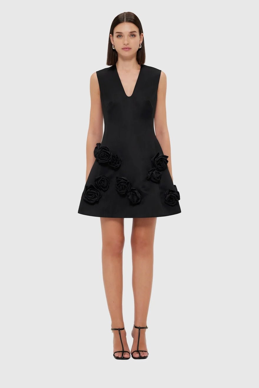 Leo Lin Briana V Neck Mini Dress - Ebony photo 2
